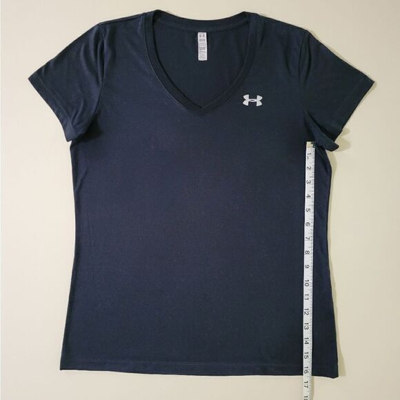 Under Armour Women's Black HeatGear V-neck Short Sleeve Pullover Top - Picture 8 of 13
